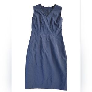Elie Tahari Blue Lightweight Wool Blend V-Neck  Sheath Dress Size 6 EUC